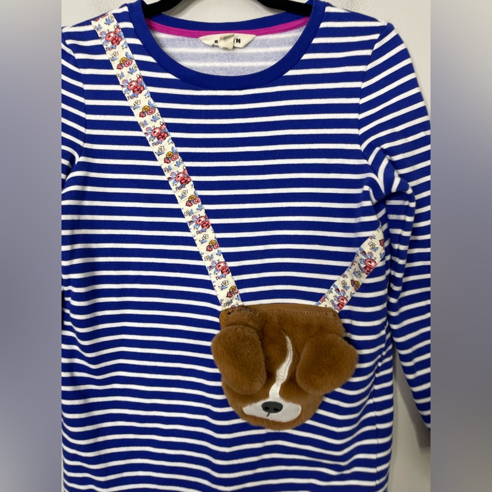 Mini Boden NWOT Appliqué Pocket Tunic Dress Fleece Teddy Bear 11-12 - Picture 3 of 6